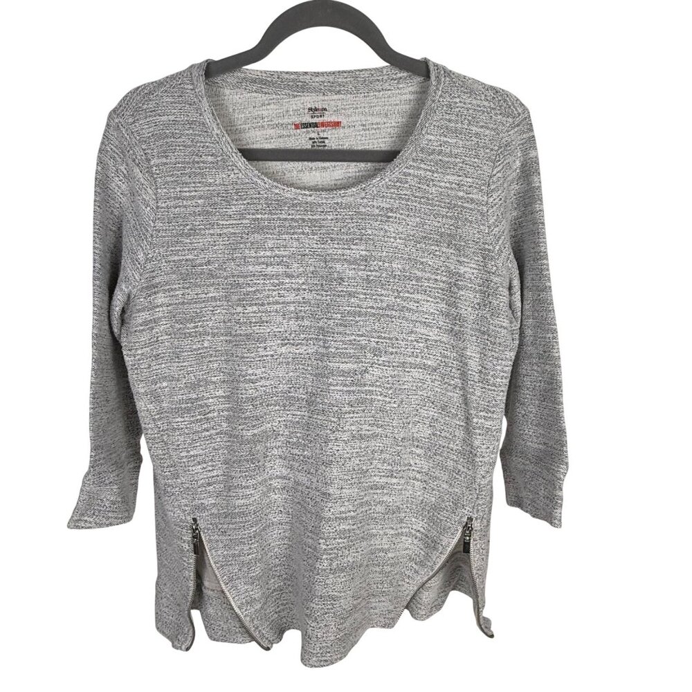 Style & Co. Sport Women's Top 3/4-Sleeve Side Zippers Size L